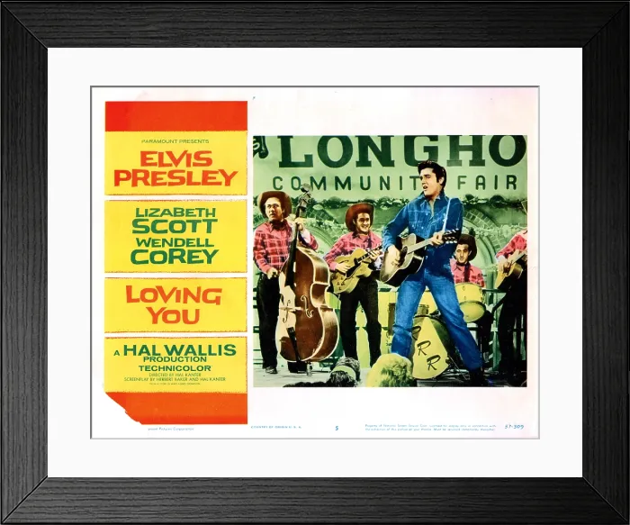 Framed Print : LOVING YOU, (from left): Bill Black (double bass), Scotty Moore, Elvis Presley, DJ Fontana (drums), 1957