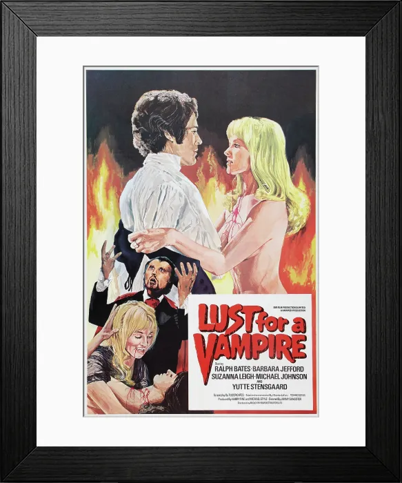 Framed Print : LUST FOR A VAMPIRE, British poster art, top from left: Michael Johnson, Yutte Stensgaard; below: Mike Raven, 1971