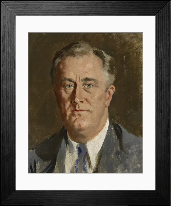 Framed Print : Franklin Roosevelt, 32nd President of the United States, was elected to serve an unprecedented four terms. He held office from 1933 until his death in 1945 Framed Print : Franklin Roosevelt, 32nd President of the United States, was elected to serve an unprecedented four terms. He held office from 1933 until his death in 1945