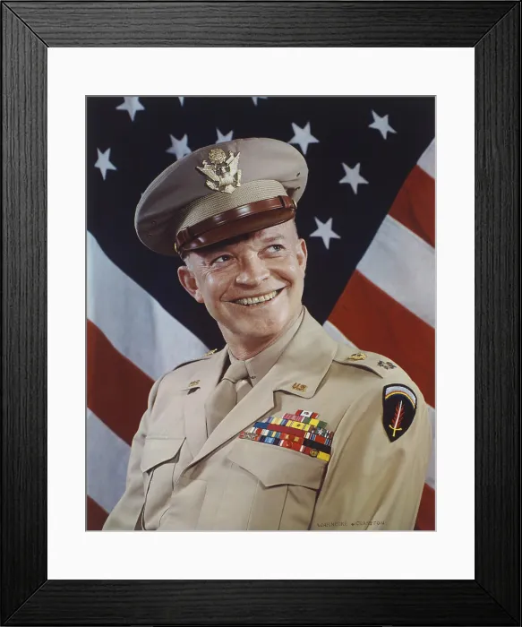 Framed Print : General Dwight Eisenhower in a 1945 portrait by New York Daily News photographers Harry Warnecke and Robert F. Cranston Framed Print : General Dwight Eisenhower in a 1945 portrait by New York Daily News photographers Harry Warnecke and Robert F. Cranston