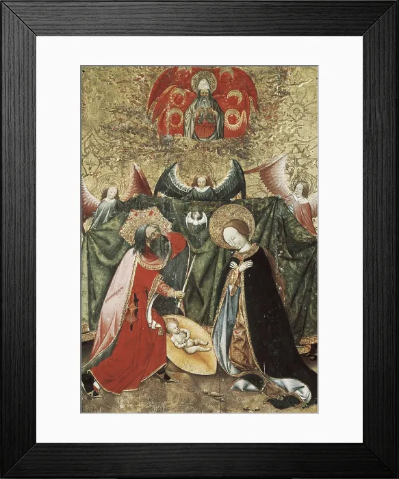 Framed Print : FERRER II, Jaume (15th century). Altarpiece from Verd. 1432-1434. Panel of Christ's Birth. Gothic art. Tempera on wood. SPAIN. Vic. Vic Episcopal Museum. Proc: SPAIN. Verd Framed Print : FERRER II, Jaume (15th century). Altarpiece from Verd. 1432-1434. Panel of Christ's Birth. Gothic art. Tempera on wood. SPAIN. Vic. Vic Episcopal Museum. Proc: SPAIN. Verd