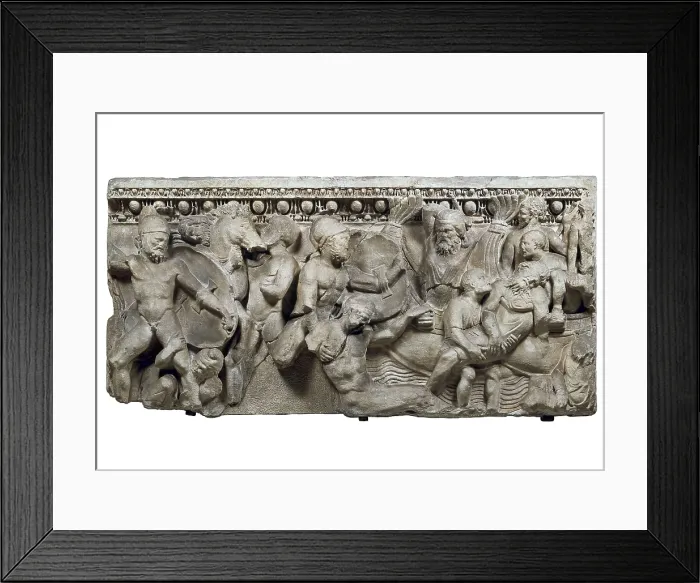 Framed Print : Battle of Marathon. Detail of a sarcophagus. Greek art. Relief on marble. ITALY. Brescia. Roman Civic Museum. AISA / Everett Collection**US SALES ONLY** Framed Print : Battle of Marathon. Detail of a sarcophagus. Greek art. Relief on marble. ITALY. Brescia. Roman Civic Museum. AISA / Everett Collection**US SALES ONLY**