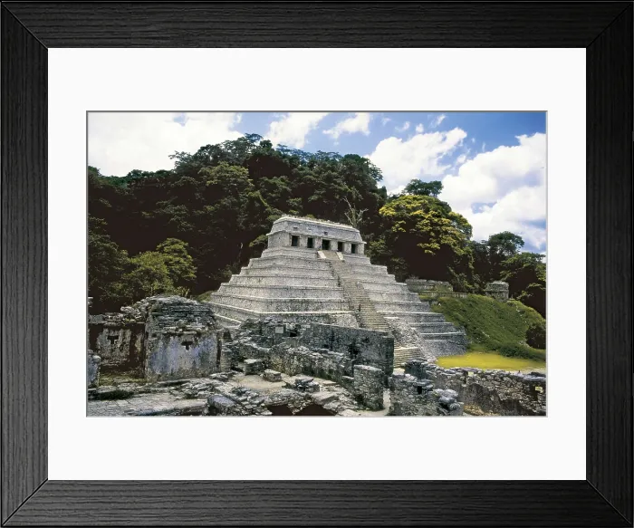 Framed Print : Temple of the Inscriptions. MEXICO. CHIAPAS. Palenque. Late classic period. Temple built on a 9-level step pyramid. Maya art. AISA / Everett Collection**US SALES ONLY**