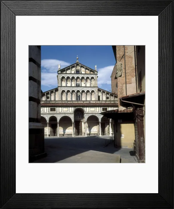 Framed Print : Cathedral of Saint Zeno. 12th c. ITALY. TUSCANY. PISTOIA. Pistoia. Faade, decorated between 14th and 15th centuries. Renaissance art. ; Romanesque art. Architecture