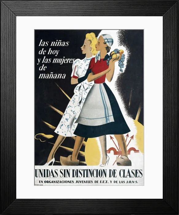 Framed Print : Spanish Civil War (1936-1939). 'Las nias de hoy y las mujeres de maana. Unidas sin distincin de clases' (The Girls of Today and the Women of Tomorrow)