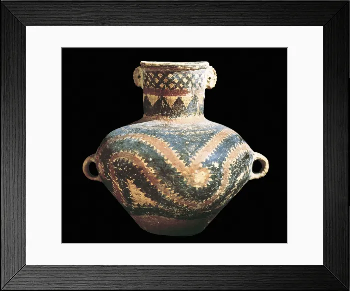 Framed Print : Funerary Vase. 3rd mil. BC. Neolithic art. Ceramics. FRANCE. Paris. Muse Cernuschi (Cernuschi Museum). Proc: JAPAN. AISA / Everett Collection**US SALES ONLY**