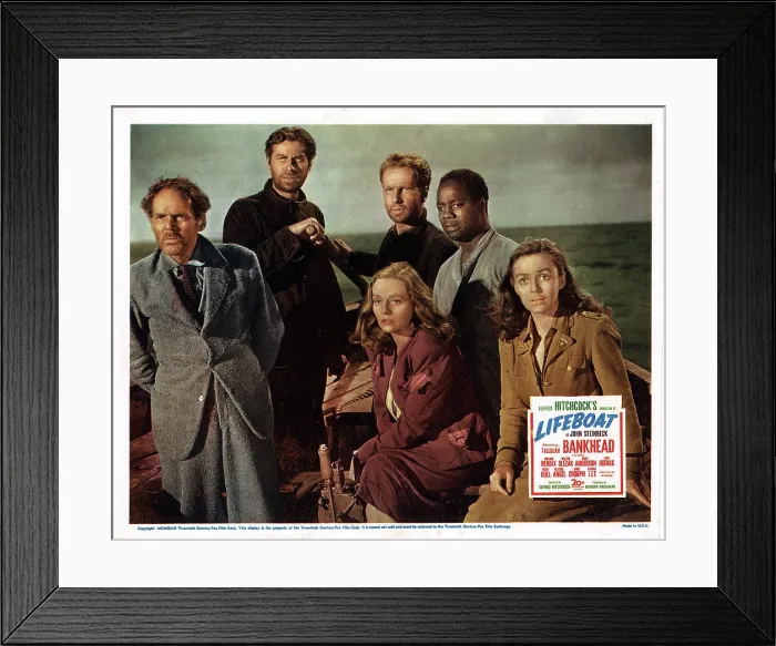 Framed Print : LIFEBOAT, US lobbycard, clockwise from left: Henry Hull, John Hodiak, Hume Cronyn, Canada Lee, Mary Anderson, Tallulah Bankhead, 1944. TM & Copyright 20th Century Fox Film Corp