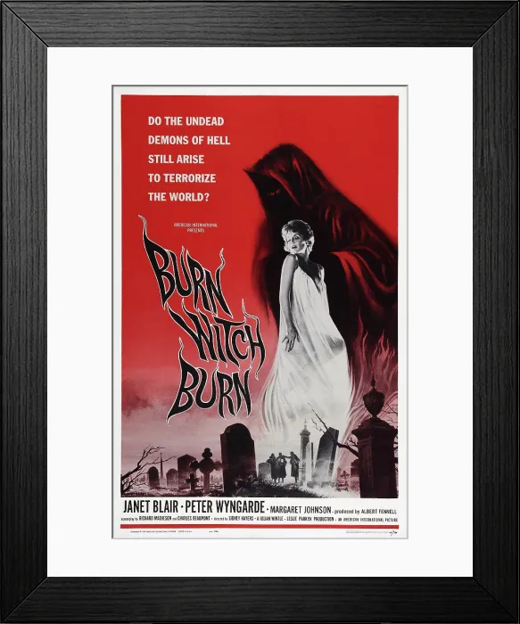 Framed Print : BURN WITCH BURN! (aka NIGHT OF THE EAGLE), US poster art, Janet Blair, 1962