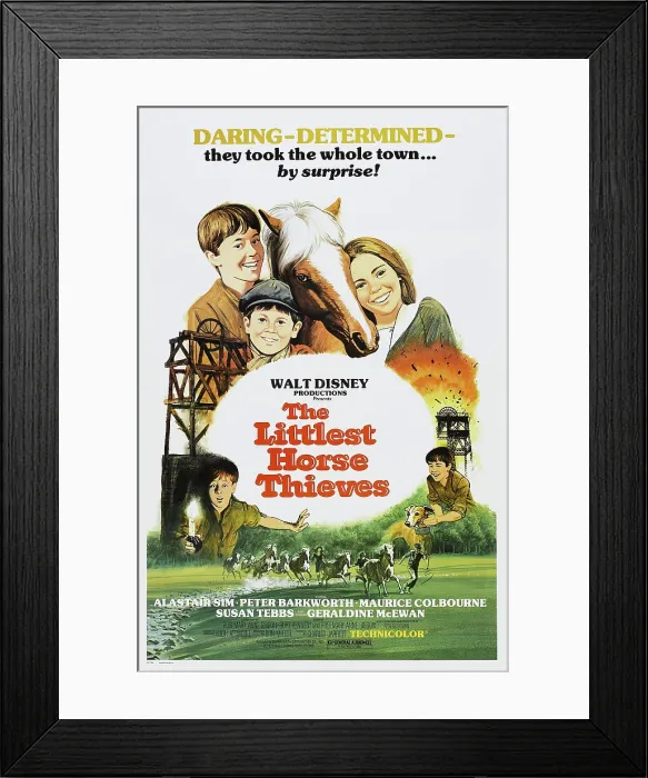 Framed Print : THE LITTLEST HORSE THIEVES, (aka ESCAPE FROM THE DARK), US poster, top from left: Maurice Colbourne, Benjie Bolgar, Chloe Franks, 1976