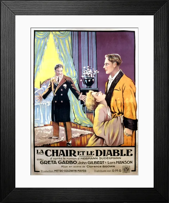 Framed Print : FLESH AND THE DEVIL, Greta Garbo, 1926, French poster art