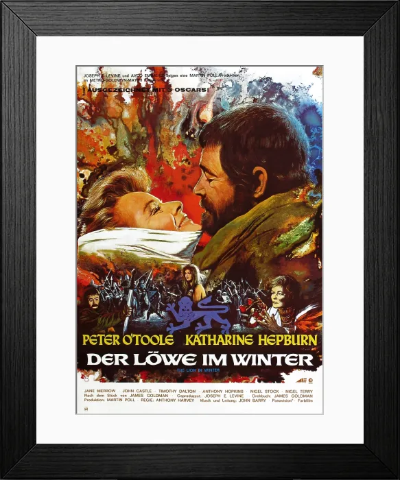 Framed Print : THE LION IN WINTER, (aka DER LOWE IM WINTER), center from left: Katharine Hepburn, Peter O'Toole, 1968