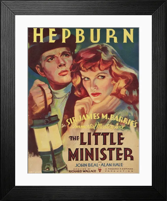 Framed Print : THE LITTLE MINISTER, l-r: John Beal, Katharine Hepburn on poster art, 1934 Framed Print : THE LITTLE MINISTER, l-r: John Beal, Katharine Hepburn on poster art, 1934