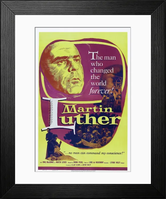 Framed Print : MARTIN LUTHER, US poster art, featured close up from top left: Niall MacGinnis, 1953