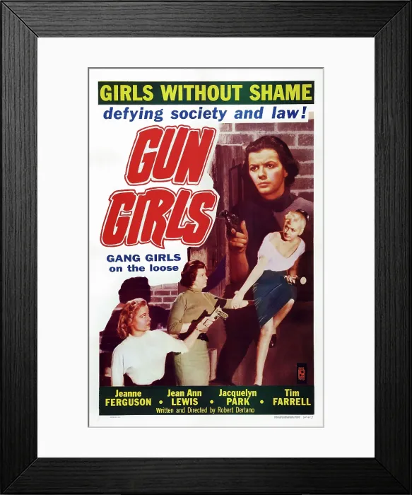 Framed Print : GUN GIRLS, US poster art, Eve Brent (left), 1957 Framed Print : GUN GIRLS, US poster art, Eve Brent (left), 1957