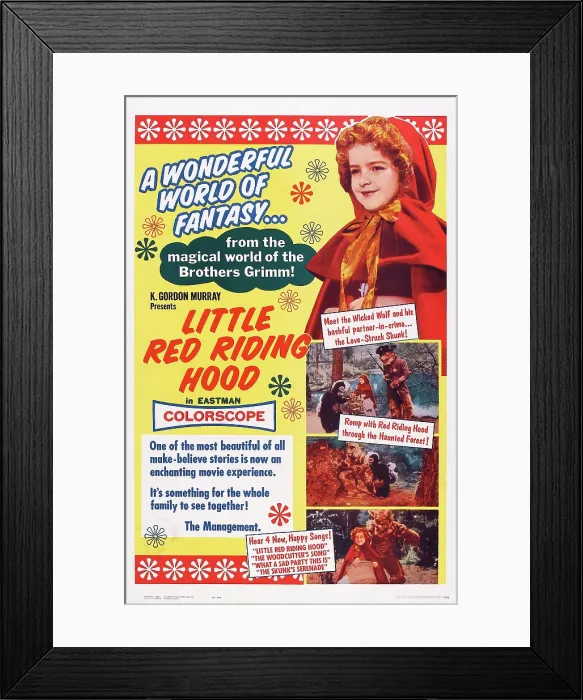 Framed Print : LITTLE RED RIDING HOOD, (aka TOM THUMB AND LITTLE RED RIDING HOOD, aka CAPERUCITA Y PULGARCITO CONTRA LOS MONSTRUOS), US poster, Maria Gracia (top), 1962