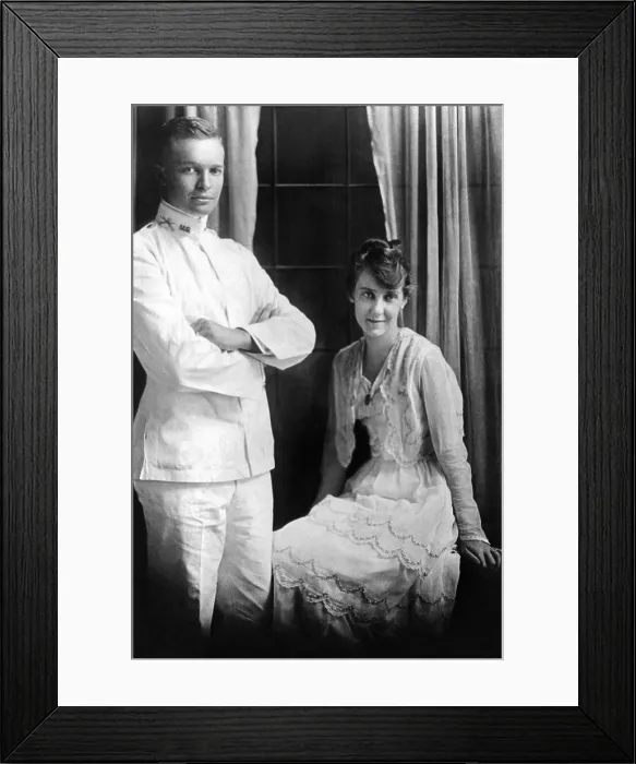 Framed Print : Dwight D. Eisenhower, then a lieutenant, and Mamie Eisenhower pose together on their wedding day, July 1, 1916 Framed Print : Dwight D. Eisenhower, then a lieutenant, and Mamie Eisenhower pose together on their wedding day, July 1, 1916