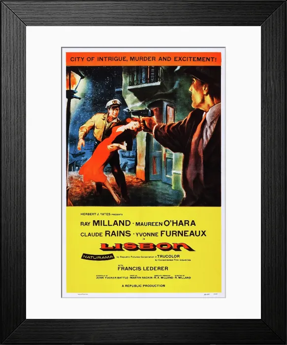 Framed Print : LISBON, US poster art, Ray Milland, (back left), 1956