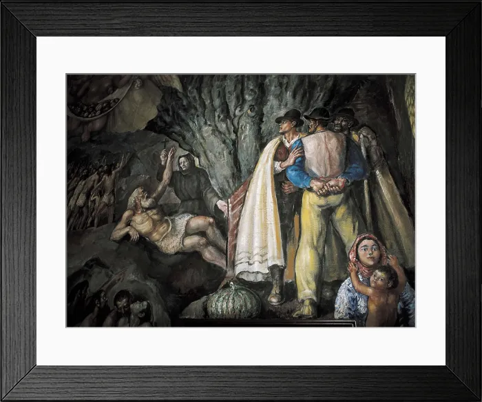 Framed Print : AGUIAR GARCA, Jos (1895-1976). The christening of the Guanches. 1950s Framed Print : AGUIAR GARCA, Jos (1895-1976). The christening of the Guanches. 1950s