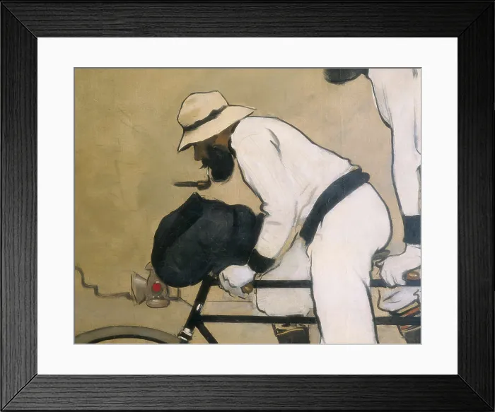 Framed Print : CASAS i CARBO, Ramn (1866-1932). Ramon Casas and Pere Romeu on a Tandem. 1897. Left detail of Ramon Casas. Modernism. Oil on canvas. SPAIN. Barcelona Framed Print : CASAS i CARBO, Ramn (1866-1932). Ramon Casas and Pere Romeu on a Tandem. 1897. Left detail of Ramon Casas. Modernism. Oil on canvas. SPAIN. Barcelona