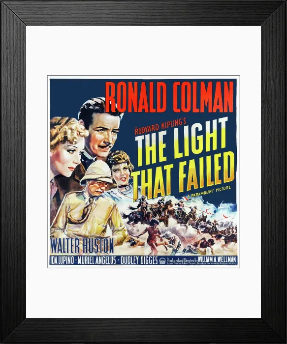 Framed Print : THE LIGHT THAT FAILED, US poster art, clockwise from top left: Ida Lupino, Ronald Colman, Muriel Angelus, Walter Huston, 1939