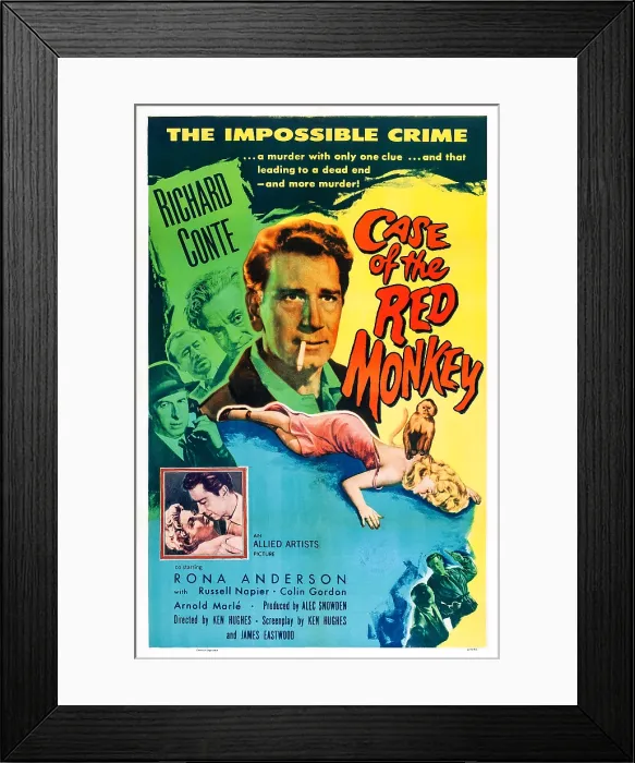Framed Print : LITTLE RED MONKEY, (aka THE CASE OF THE RED MONKEY), Richard Conte, (center), 1955