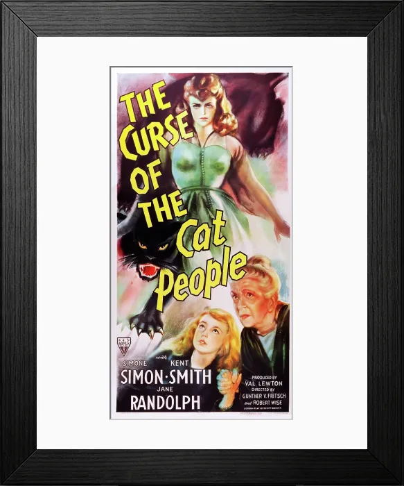 Framed Print : THE CURSE OF THE CAT PEOPLE, US poster art, Simone Simon, Ann Carter, Julia Dean, 1944