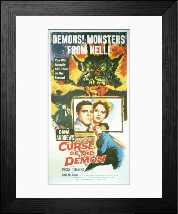 Framed Print : NIGHT OF THE DEMON, (aka CURSE OF THE DEMON), Dana Andrews, Peggy Cummins, 1957