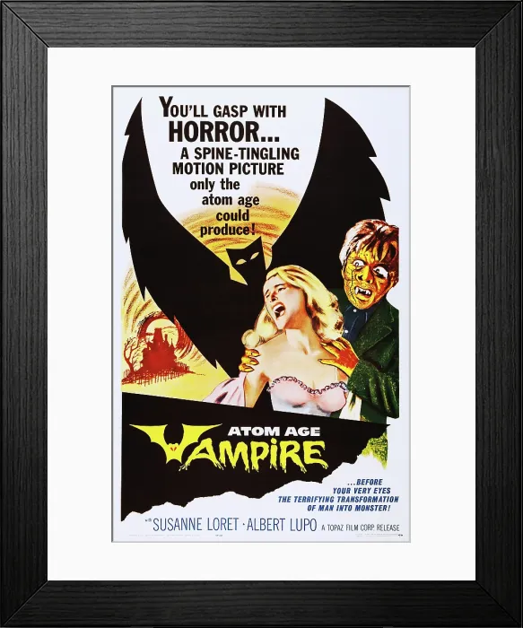 Framed Print : ATOM AGE VAMPIRE, (aka SEDDOK, L'EREDE DI SATANA), US poster art, from left: Susanne Loret, Alberto Lupo, 1960