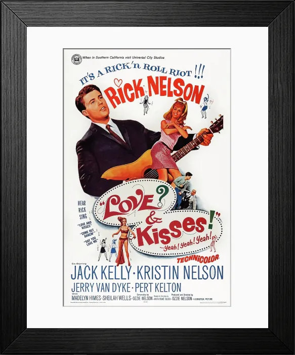 Framed Print : LOVE AND KISSES, US poster art, Ricky Nelson, 1965 Framed Print : LOVE AND KISSES, US poster art, Ricky Nelson, 1965
