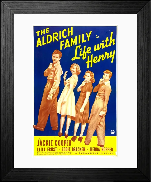 Framed Print : LIFE WITH HENRY, US poster, from left: Jackie Cooper, Leila Ernst, Kay Stewart, Eddie Bracken, 1941