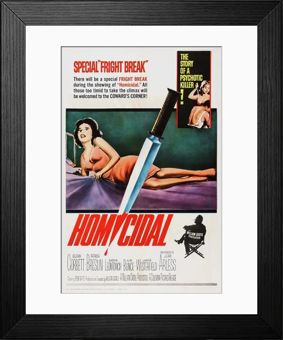 Framed Print : HOMICIDAL, US poster, Patricia Breslin, Jean Arless, 1961