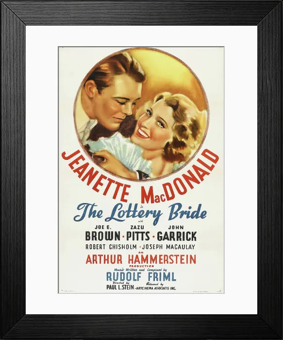 Framed Print : THE LOTTERY BRIDE, US re-release poster art, from left: John Garrick, Jeanette MacDonald, 1930