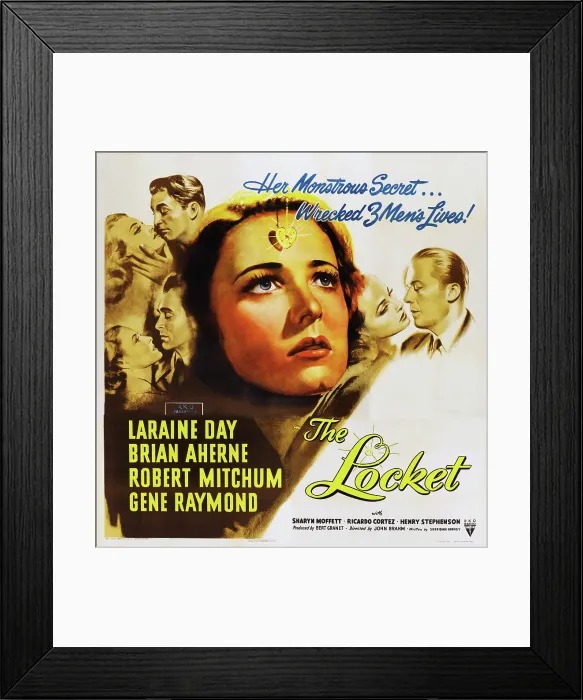 Framed Print : THE LOCKET, US poster art, Robert Mitchum, (second from top left), Laraine Day, (center), Gene Raymond, (right), 1946