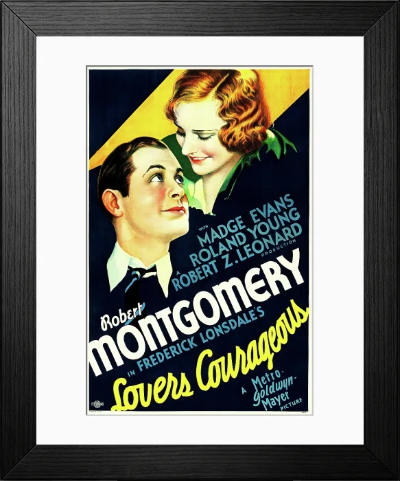 Framed Print : LOVERS COURAGEOUS, US poster art, from left: Robert Montgomery, Madge Evans, 1932