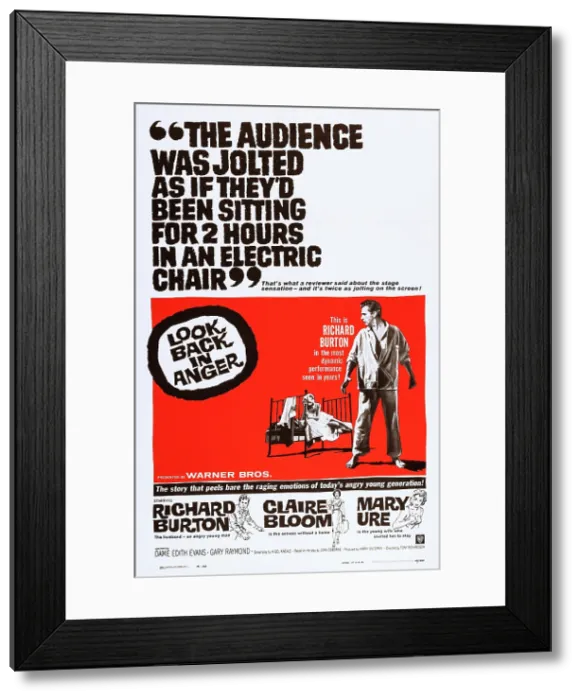 Framed Print : LOOK BACK IN ANGER, l-r: Claire Bloom, Richard Burton on poster art, 1958