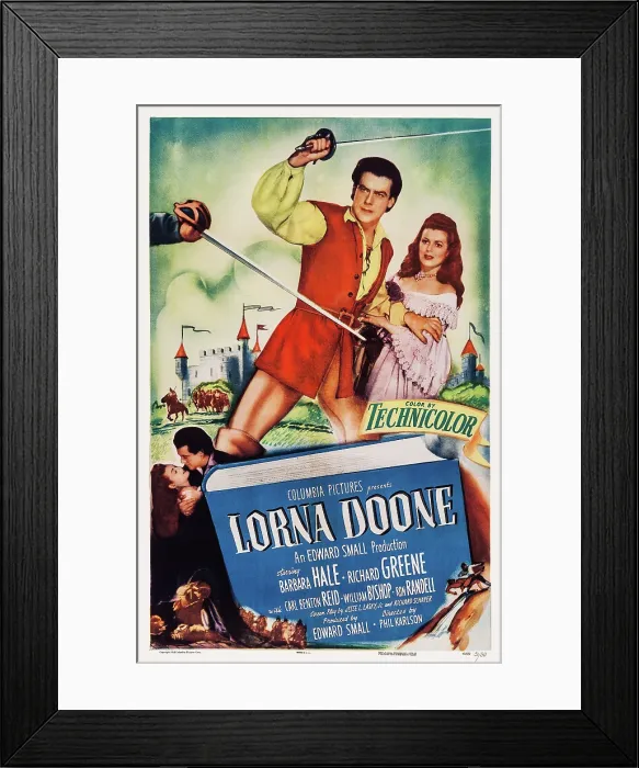 Framed Print : LORNA DOONE, US poster art, from left: Richard Greene, Barbara Hale, 1951 Framed Print : LORNA DOONE, US poster art, from left: Richard Greene, Barbara Hale, 1951