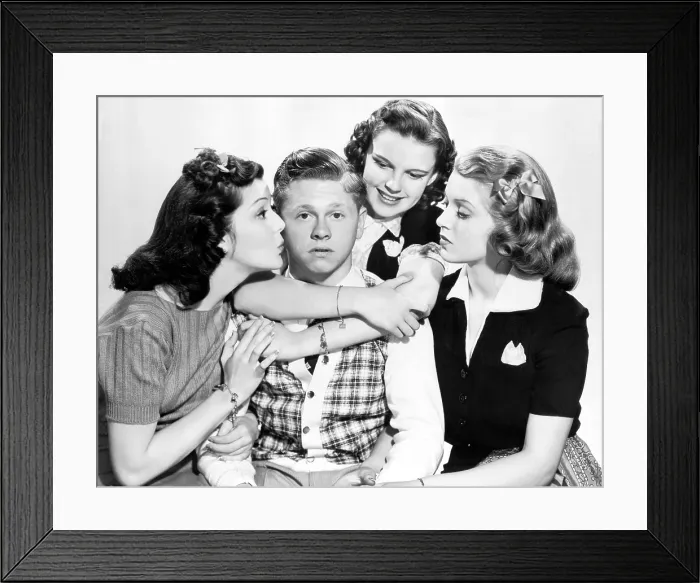 Framed Print : LOVE FINDS ANDY HARDY, Ann Rutherford, Mickey Rooney, Judy Garland, Lana Turner, 1938