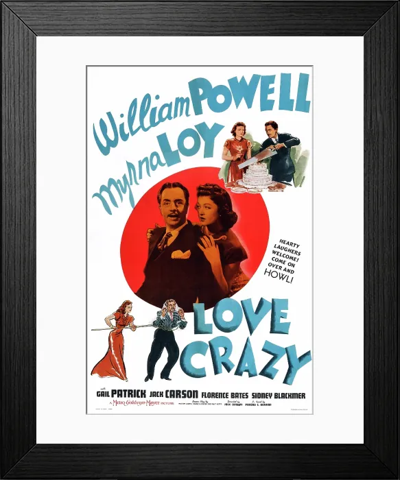 Framed Print : LOVE CRAZY, US poster art, from left: William Powell, Myrna Loy, 1941