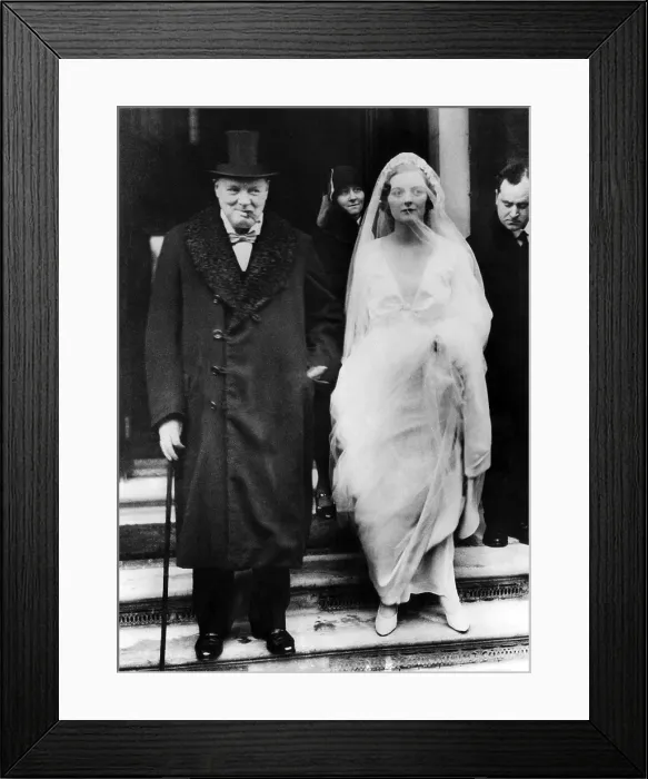 Framed Print : Winston Churchill escorts his daughter, Diana Churchill, to the church on her wedding day, 1932.. Courtesy: CSU Archives  /  Everett Collection