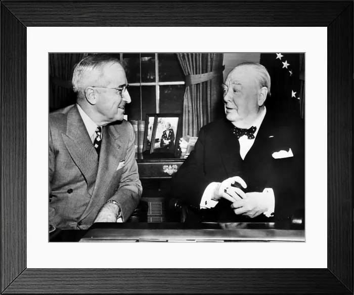 Framed Print : President Harry Truman and Prime Minister Winston Churchill in their final conference at the White House, 1952. Courtesy: CSU Archives / Everett Collection
