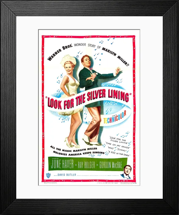 Framed Print : LOOK FOR THE SILVER LINING, US poster, top from left: June Haver, Ray Bolger, bottom right: Gordon MacRae, 1949