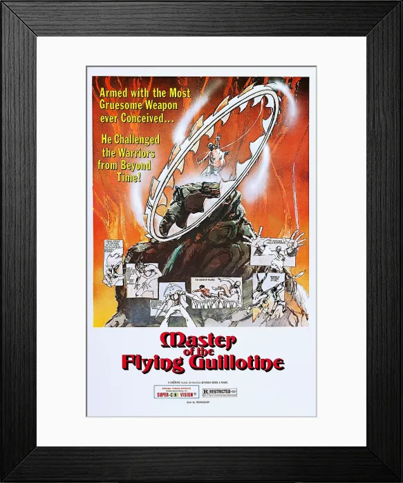 Framed Print : MASTER OF THE FLYING GUILLOTINE, (aka DU BI QUAN WANG DA PO XUE DI ZI), US poster art, 1976