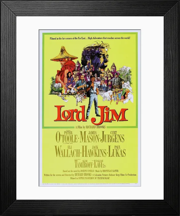 Framed Print : LORD JI, US poster, Peter O'Toole (open mouth and center), 1965