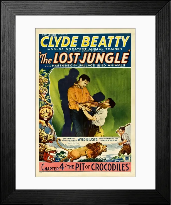 Framed Print : THE LOST JUNGLE, right: Clyde Beatty in Chapter 4: The Pit of Crocodiles, 1934