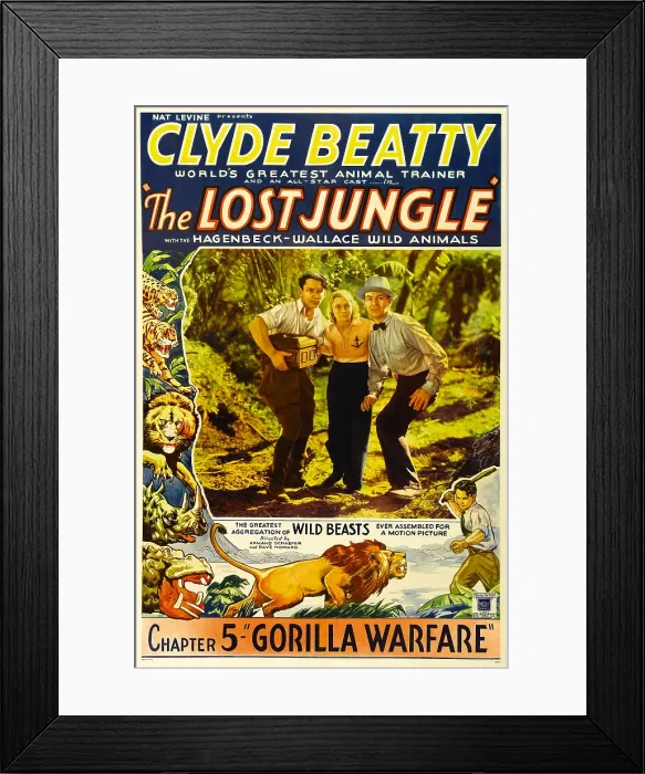 Framed Print : THE LOST JUNGLE, left: Clyde Beatty in Chapter 5: Gorilla Warfare, 1934 Framed Print : THE LOST JUNGLE, left: Clyde Beatty in Chapter 5: Gorilla Warfare, 1934