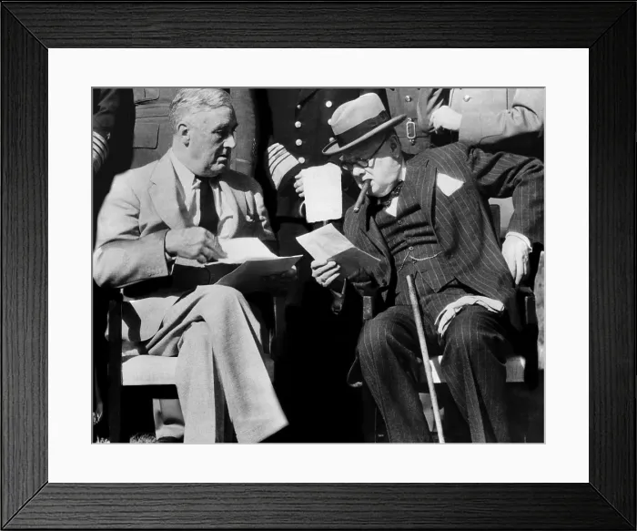 Framed Print : President Franklin Roosevelt and Prime Minister Winston Churchill at the Casablanca Conference, 1943. Courtesy: CSU Archives / Everett Collection Framed Print : President Franklin Roosevelt and Prime Minister Winston Churchill at the Casablanca Conference, 1943. Courtesy: CSU Archives / Everett Collection