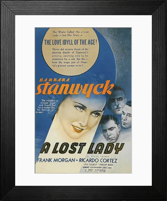 Framed Print : A LOST LADY, US poster art, clockwise from left: Barbara Stanwyck, Frank Morgan, Richardo Cortez, Lyle Talbot, 1934