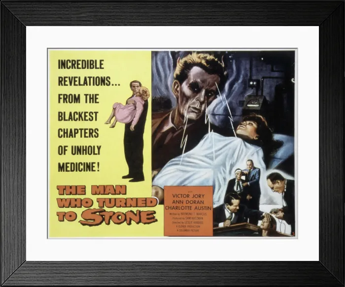 Framed Print : THE MAN WHO TURNED TO STONE, Victor Jory, Ann Doran, Charlotte Austin, William Hudson, 1957
