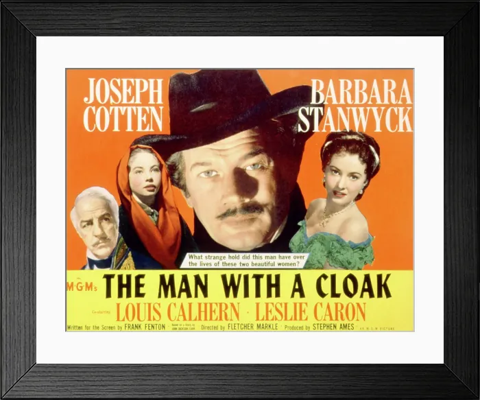 Framed Print : THE MAN WITH A CLOAK, Louis Calhern, Leslie Caron, Joseph Cotten, Barbara Stanwyck, 1951