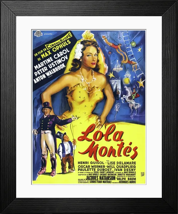 Framed Print : LOLA MONTES (THE SINS OF LOLA MONTES), Martine Carol, (French poster art), 1955